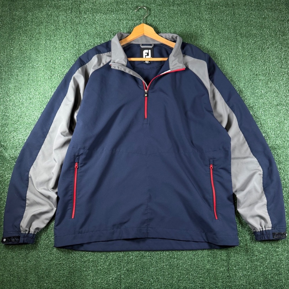 FootJoy Windbreaker Men XL Navy Blue Good Quarter Zip Golf Jacket